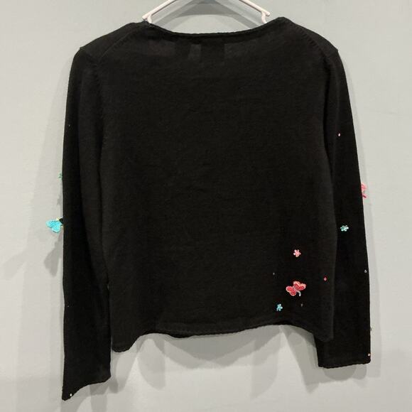 Vintage Emma Tricot Womens Y2K Fairy Sweater Cardigan S Beaded Butterfly Flower - Picture 5 of 7